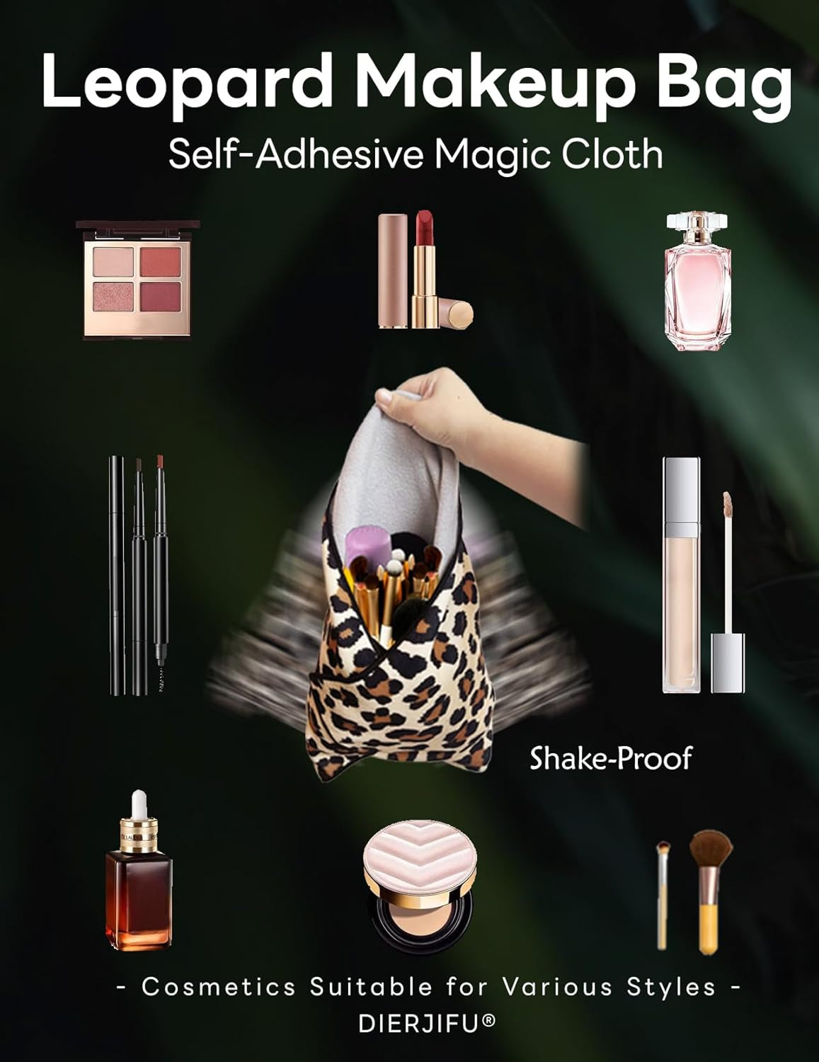 Self-Adhesive Magic Cloth Leopard Makeup Bag & Camera Lens Protective Wrap | Reusable Portable Cosmetic Pouch | Scratch-Resistant Travel Organizer, Gifts for Women Girls(19.7"X19.7")